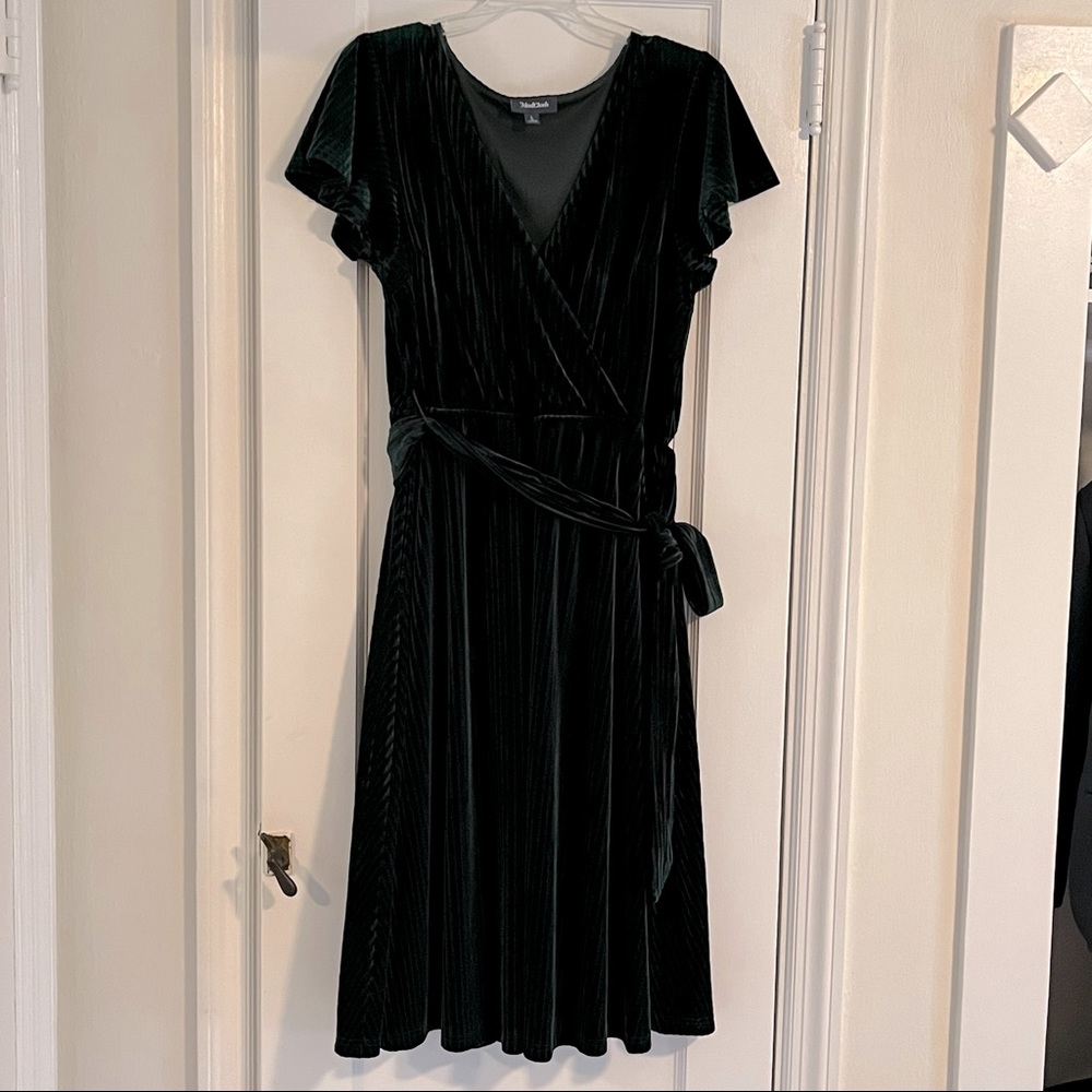 Forest green velvet dress